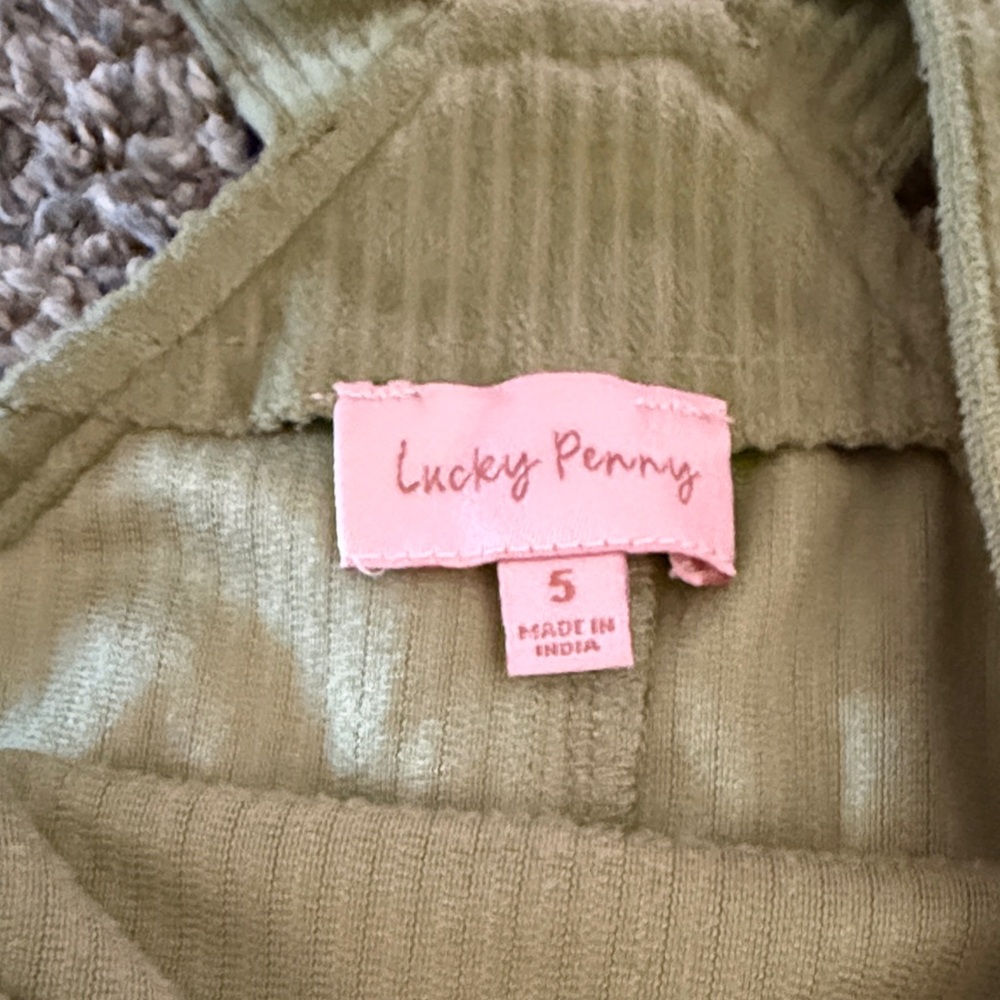 Kids Green Corduroy Overalls - Picture 2 of 4